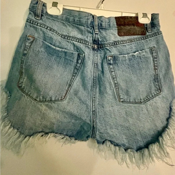 One‎ Teaspoons womens denim shorts frayed hem copper button fly 5 pocket cotton - Picture 7 of 8